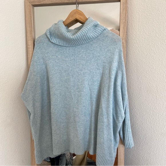 LOFT Cowl neck Blue Sweater - Picture 3 of 3